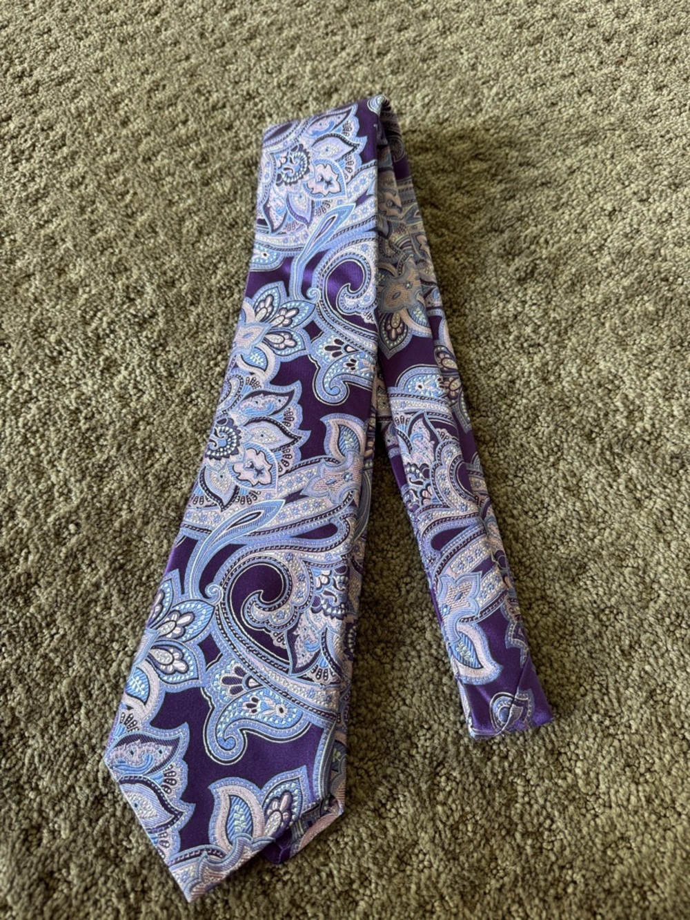 Ike Behar Purple and Light Blue Paisley Silk Tie